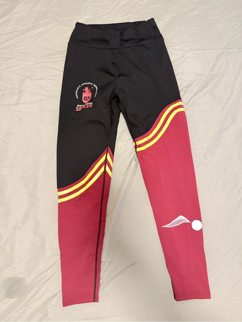 SHEIN Black, Red and Yellow Colorblock Athletic Kids Leggings
